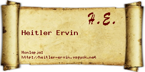 Heitler Ervin névjegykártya
